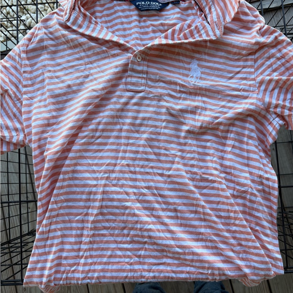Polo by Ralph Lauren Kids Orange and White Striped Polo